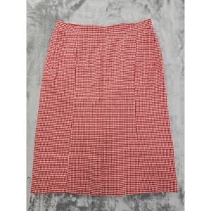 Vintage 50s 60s Houndstooth Wool Pencil Wiggle Skirt Size M Red White Lined